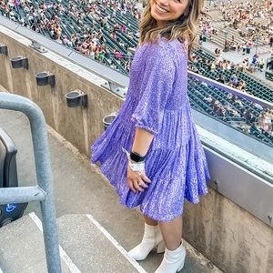 Purple sequin shirt dress